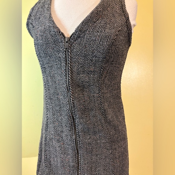American Eagle Outfitters Charcoal Zip-Front Wool Sleeveless Dress - Picture 4 of 12